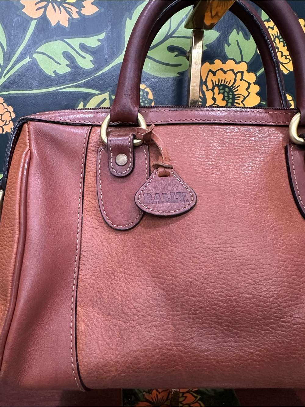 Vintage Bally Made in USA Leather Satchel in Cognac | Convertible Bag - Picture 5 of 9